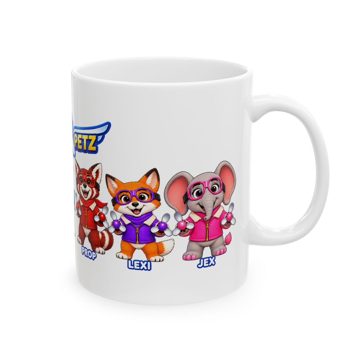 PropPetz Ceramic Mug – Cute Pilot Animal Characters (11oz, 15oz)