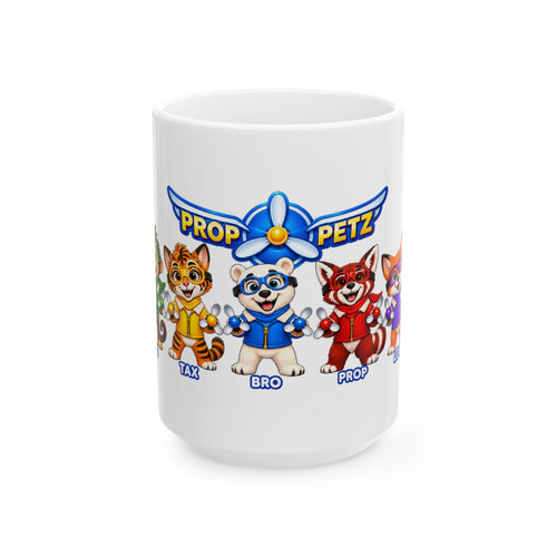 PropPetz Ceramic Mug – Cute Pilot Animal Characters (11oz, 15oz)