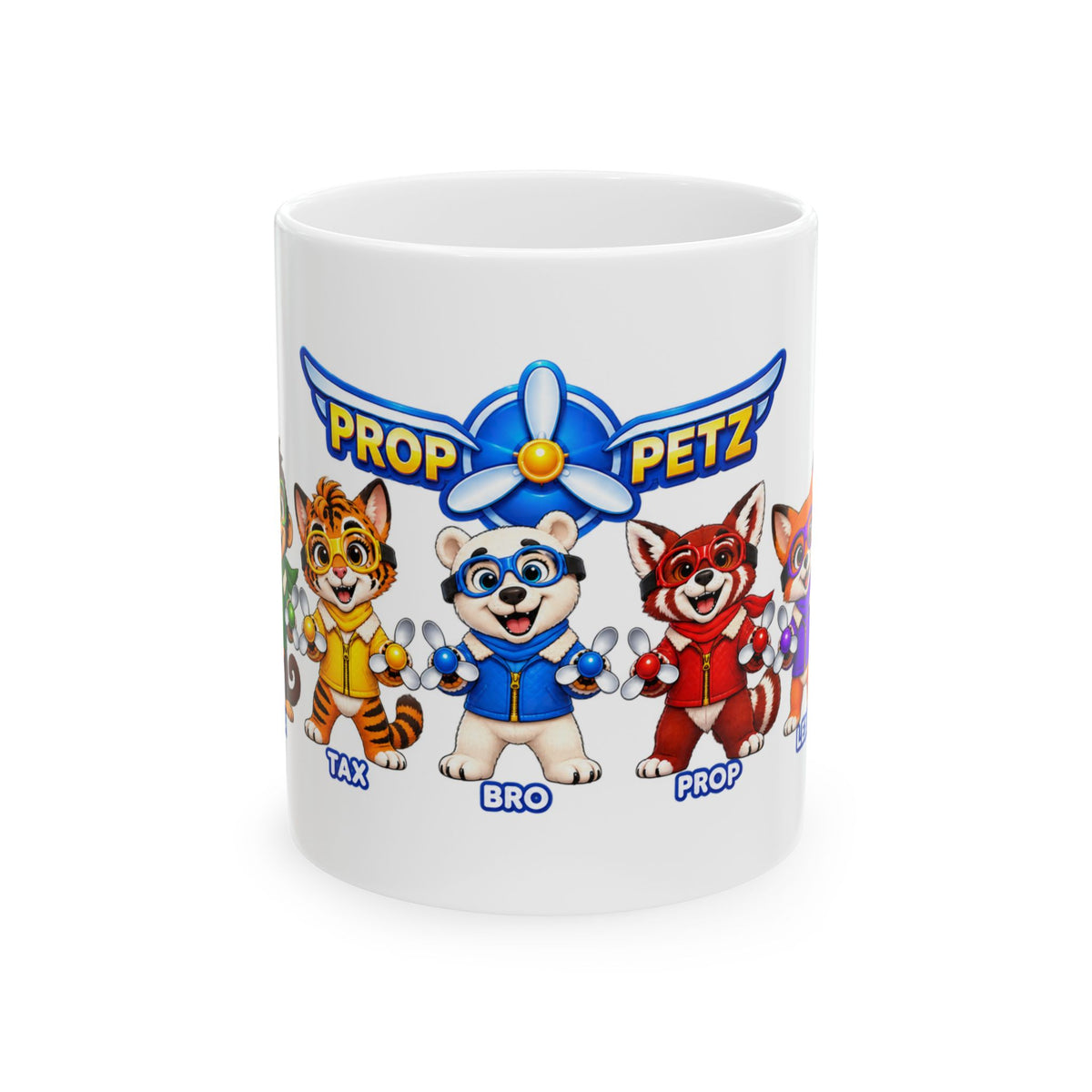 PropPetz Ceramic Mug – Cute Pilot Animal Characters (11oz, 15oz)